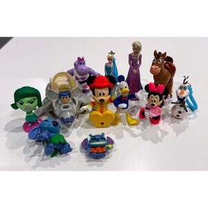 Disney Figure Lot Mickey Minnie Elsa Buzz Lightyear Stitch Toy Story 12pc